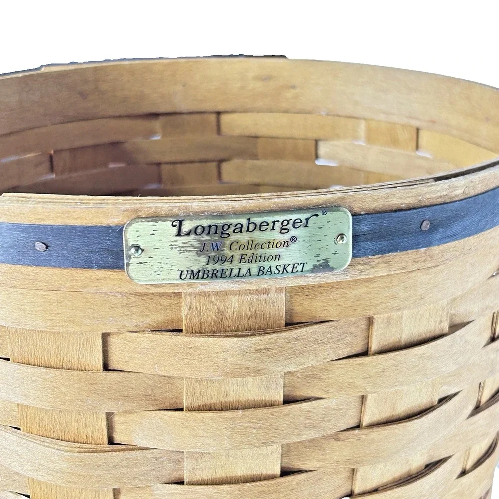 Longaberger JW Collection UMBRELLA BASKET with Fabric Liner Protector Box 1994